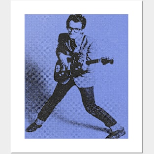 Elvis Vintage Blue Halftone Posters and Art